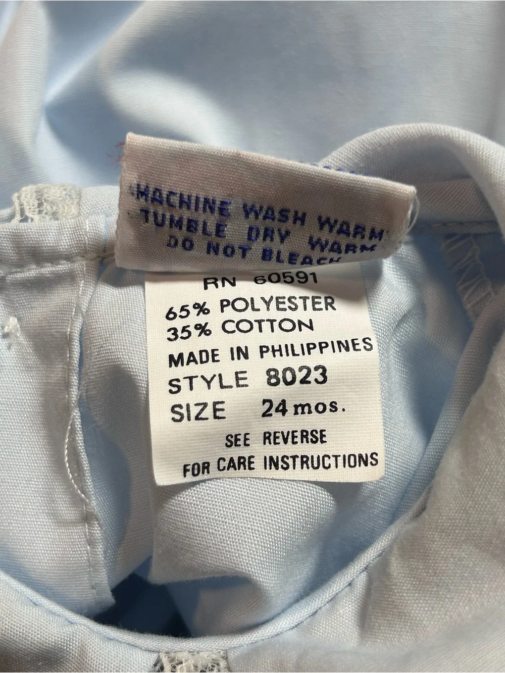 Vintage Petit Ami Infant Smocked Dress Blue Size 24M No Bloomers